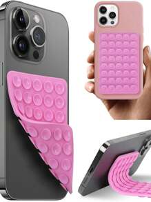 1 pièce Accessoire de ventouse de téléphone en silicone double face, support de téléphone à forte adhérence, poignée de téléphone portable adhésive gratuite, prise de doigt, convient pour les selfies et les vidéos