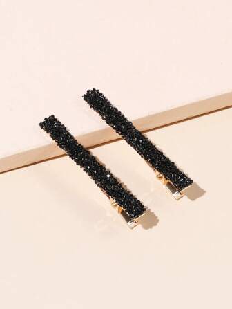 2pcs/Set Women's Colorful Shiny Sequin Crystal Side Bangs Hairpins, Fashion Daily Accessory Hair Clips Claw Clips Hair Claws Hair Slide Hair Barrettes, School Stuff, Hair Accerssories