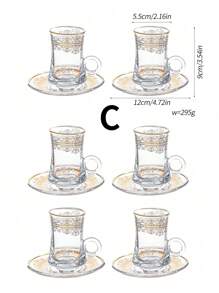 6 件套玻璃杯，土耳其风格手柄设计，3.9 盎司，可重复使用，圆形，防滑，非常适合家庭、派对、聚会、威士忌、牛奶、甜点、冷萃、果汁、饮料、周年纪念、乔迁、婚礼、圣诞节、万圣节礼物 - 無色 - 查看 15