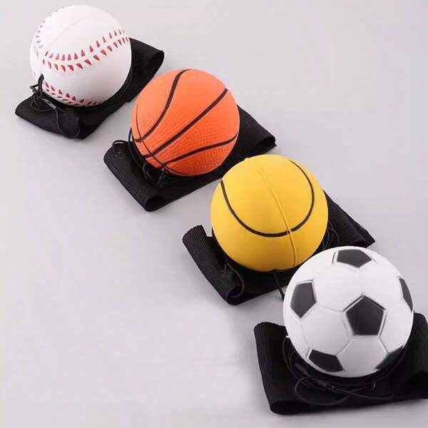 1 Pack Rubber Bounce Ball With Wrist Strap (Soccer/Basketball/Baseball/Tennis) - A Wrist Elastic Ball Strap Rope/Without Rope Fitness Ball Swing Ball Wrist Strength Ball Hand Eye Coordination Exercise Toy Outdoor Sports Toy, Stress Relieving Toys, Safe, And Flexible, Indoor Toys, Holiday Gifts, Elderly Fitness Toys, Hand-Eye Coordination Training, Wrist Strengthening, Outdoor Sports & Fitness For People