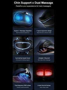 PHILIPS PM3306 颈部按摩器 - 4 种模式，12 级强度，EMS 脉冲，双重热疗系统，无线轻巧，缓解肩背疼痛，便携式设计，适用于办公室、家庭和旅行