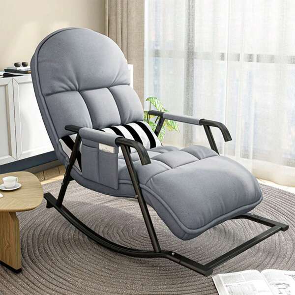 PERRTWDLF Chaise d'ameublement, fauteuil inclinable avec repose-jambes réglable, salon, chambre, canapé de loisirs, chaise longue rembourrée, chaise à bascule, chaise d'allaitement, chaise à bascule Chaise d'ameublement, fauteuil inclinable avec repose-jambes réglable, salon, chambre, canapé de loisirs, chaise longue rembourrée, chaise à bascule, chaise d'allaitement, chaise à bascule avec accoudoirs, dossier réglable et repose-pieds, salon, chambre, balcon, chaise à bascule, chaise pivotante