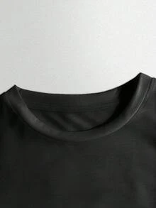 Cute Shih Tzu & Cat Cartoon Pattern Casual Comfortable T-Shirt, Summer - Black - View 3