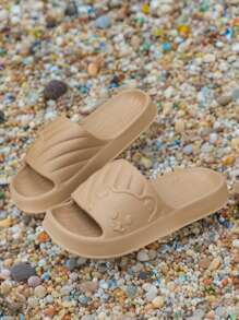 Women's Cute Bear Pattern Slippers For Indoor Home, Bathroom, Dorm, Office, Simple Soft Bottom Comfortable Beach Sandals, Spring/Summer - Khaki - View 5