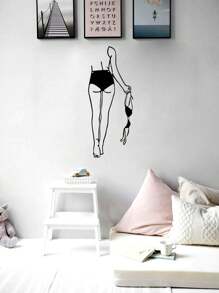 1 Pc Sexy Beauty Lifting Underwear Background Pulling Clothes Back Minimalist Abstract Metal Wall Decor - Modern Home Decor, Home Decor, Room Decor, Wall Decor For Bedroom, Living Room Or Bathroom, Waterproof, Rustproof And Durable, Birthday Gift, Bedroom Decor