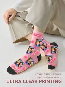 1 Pair Custom Face Socks, Custom Photo Sock, Custom Printed Socks, Personalized Funny Face Socks, Custom Picture Socks, Put Any Face On The Socks, Anniversary Gift, Valentine Gift, Birthday Gift, Wedding Gift, Mother's Day Gift - Multicolor - View 4