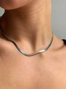 سلسلة عنق بسيطة بشكل شريحة الثعبان 2/3/4/5 مم، تصميم يناسب الجنسين، نفس طراز ميايا كندو؛ سلسلة عنق ذهبية على طراز عظام الثعبان، سلسلة شريحة عالية الجودة للرجال والنساء، قلادة بسيطة، مناسبة للزفاف والاحتفالات والحفلات والطراز الرجعي والملابس الرسمية والإكسسوارات - متعدد الألوان - مشاهدة 2