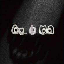 THATBOY 3pcs/Set Fashion Personalized Hip Hop Jewelry Grillz Copper Inset Zirconia Hollow Grillz Out Cool Gift For Men And Women, Teeth - Multicolor - View 11