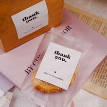 (5 Sheets, 30PCS) Minimalist New 5*6cm Rectangular Thank You Stickers, Versatile Gift Packaging Decorative Sealing Stickers, 30PCS - Black and White - View 4