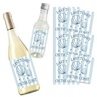 Last Toast On The Coast Bachelorette Liquor Labels Coastal Bachelorette Party Favors - Beach Bach Gift Bag Idea - Coastal Granny Bachelorette Stickers Summer Birthday Gifts Wedding Back To School School Supplies Room Decor