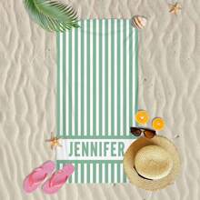 1pc Custom Text Beach Towel, Strong Water Absorption, Suitable For Swimming Pool, Camping Trip, Extremely Comfortable,Multi-Functional,Adjustable, Ornamental,Reusable,Breathable,Exquisite,Adorable,High-Quality,Modern,Colorful,Cute,Comfortable,Stylish,Soft,Custom,Personalized,Unique,Ideal Gifts For Him,Ideal Gifts For Her,Boyfriend,Girlfriend,Dad,Mom,Family,Friends,Son,Daughter,Office,Tea Room,School,Home,Home Refresh,Customized Beach Towels