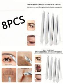 Juego de pinzas - Juego de 8 pinzas de precisión de acero inoxidable para cejas, gran precisión para el vello facial, extracción de astillas y vello encarnado (Negro) 12 recortadores de cejas negros Eliminación del vello, Eliminación del vello facial, Recortador de pelo, Recortador de pelo, Suministros de barbería, Corte de pelo, Bolsa, Organizador, Almacenamiento, Accesorios para el cabello