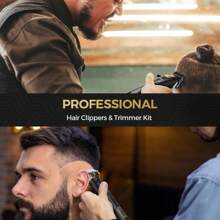 GLAKER Cordless Hair Clipper Kit – Hair Trimmer For Men, Sharp Blades, LED Display, 15 Guide Combs, Travel Case, And Storage Comfort - 6026