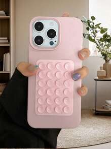 Octo Buddy Phone Case 1pc Pink Suction Cup Phone Case Compatible With IPhone 16 Pro Max, 15/15 Pro/15 Pro Max, 14 New Anti-Fall Protective Cover For Women - Pink - View 4