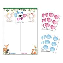 1 set - Tablero para revelar el género del bebé, pegatinas de amor y globos para niño y niña para invitados a la fiesta, ¿Él o Ella? Juego para votar, decoraciones de centro de mesa para la fiesta de revelación de género - Multicolor - Ver 5