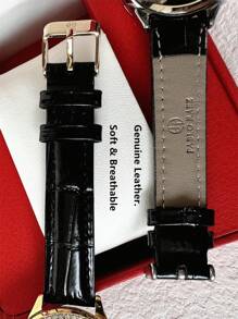 Pablo Raez 1 Stück 18K Gold Schmuck Damenuhr mit Strass, luxuriöse Kleid-Uhr für Damen, Edelstahl IPG-Beschichtung, Top-Marke, neue Sommerzubehöre, Strass, elegantes, hochwertig, modisches Design, atmungsaktives, weiches Mikrofaser-Lederarmband, Party Girl Quarz-Uhr