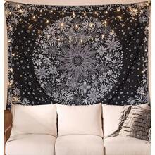 1 Pc Bohemian Tapestry Wall Hanging, Beige White Floral Tapestry With Dotted Daisy Medallion Print Bedroom Boho Hippie Home Decor Rama Decoration Rama Gifts Birthday Graduation