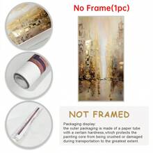 1pc Large Frameless Abstract Canvas Art Print - Elegant Golden & White Texture, Modern Wall Decor For Living Room & Bedroom, Canvas Wall Art Gifts Birthday Graduation