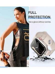 3 Packs 3 IN 1 Tempered Glass Film Hard PC Bumper Case For Apple Watch Series 11 10 9 8 7 6 5 4, 40mm/41mm/42mm/44mm/45mm/46mm/49mm Compatible With IWatch Screen Protector Protector Case Face Cover, For Women Men, Ultra-Thin Guard,Clear/Black/Rose Gold - Black+Starlight+Transparent - View 3