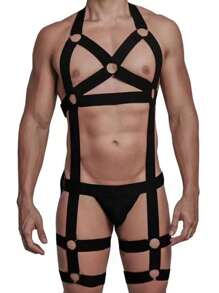 Popular Fitness Club Yoga Outfit Set, Elastic Casual Restraint Jumpsuit, Punk Style Summer, School Casual, Business, Boyfriend Husband Father Dad Men Gift, Daily Wear, Fashion, Teen, Outdoor, Vacation, Athletic, Travel, Street, Boho, Vintage Fall, Autumn, Halloween Autumn-Winter Accessories, Suitable For Teens, Youth, Men, Casual, Outdoor, Athletic, Vacation, Graduation Gifts, Birthday, Daily Wear - Black - View 3