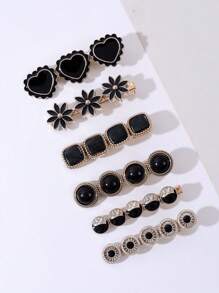 6pcs/Pack Colorful Shell Flower Resin Pearl Hair Clips, High-End Original Design, Suitable For Daily Use