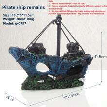 1/2pcs Aquarium Sunken Ship Decorations Resin Ship Cave Fish For Ornaments Betta For Accessories For Hermit - Dark Green - View 9