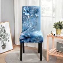 1/4/6PCS Spring And Summer High-End Blue Flower Chair Cover Set, Suitable For Indoor Home Dining Room, Hotel Modern Daily Decoration. Can Be Washed And Reused SUMMER SPRING Decoration For Kitchen Dining Room Home Decoration Indoor Outdoor Party Supply Home Decorations Seasonal Home Decoration Indoor Outdoor Party Supply Table Decoration,Party Decoration,Wedding Decoration,Dining Room Kitchen Decoration,Room Decoration,Home Decoration - Multicolor - View 3