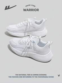 WARRIOR 1 双女式运动风格网眼透气轻便软底运动鞋，休闲厚底低帮户外跑步鞋，男女通用 - 白色 - 查看 2