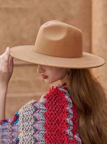 1 pieza Sombrero de bolos de unicolor, estilo retro bohemio casual de palacio, nuevo estilo europeo y americano de verano, sombrero fedora de fieltro de lana unisex de talla grande para viajes al aire libre, sombrero de moda apto para uso diario, calle, campamento