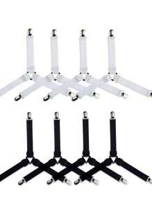 4 pièces de fixations élastiques ajustables pour draps/couettes/couvertures, pinces de fixation extensibles de forme triangulaire pour draps, housses de matelas, coussins de canapé, pinces pour couette, pinces métalliques