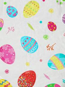 3 件 137*274 厘米/53.94*107.87 英寸一次性桌布，彩色蛋壳复活节主题桌布，采用防水防油 PE 材料制成，适合复活节派对