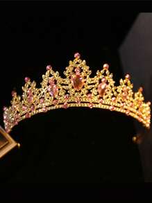 1 Large Crown Headpiece, Elegant, Sweet And Fashionable Headband, Suitable For Performances, Birthdays, Weddings (Pink)