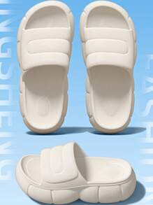 1 Pair Girls/Teens EVA Solid Color Slip-On Platform Sandals, Anti-Slip Thick Sole Design, Fashionable Indoor Slippers, Suitable For Spring/Summer