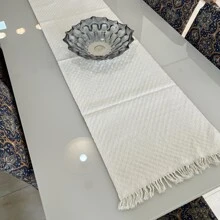 Caminho De Mesa Trilho Algodão Artesanal - Cru - Visão 4