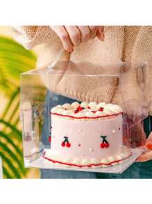 10pcs Transparent Cake Packing Box Mini Sweet Wrapping Boxes Wedding Guest Gifts High-Capacity Clear Gifts Wrapping Boxes Birthday Cake Boxes With Handle DIY West Point Cup Candy Cake Packaging Gift Box Suitable For Candy Chocolate Cookies Etc - Multicolor - View 4