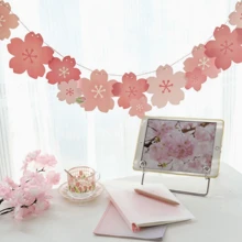 2 pezzi di bandierine decorative a ghirlanda con fiori di ciliegio primaverili - decorazioni per feste di compleanno da appendere