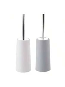 1/2pcs, Flexible Toilet Brush With Detachable Holder - No Dead Comer Cleaning,Long Handle For Bathroom Cleaning,Durable Plastic Brush - Back To School Cleaning Supplies,Ergonomic, Elegant And Durable Bathroom Toilet Brush With 304 Stainless Steel Long Handle
