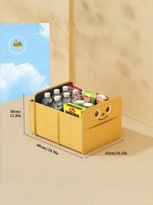 1pc Cute Cartoon Series Foldable Large Capacity Waterproof PU Leather Material Storage Box, Clothes Storage Box Foldable Wardrobe Storage Box Storage Box With Durable Handle, Thick Fabric For Clothes, Blankets, Quilts, Sheets, Pillows And Toys Decoration Autumn Decoration Holiday Decoration Room Decoration Home Decoration Autumn Decoration Bedroom Decoration Organizer Storage Box Travel