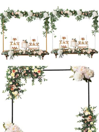 1 套可调节金属桌面拱形支架，248.5*188 厘米桌杆支架（带夹子），拱形桌面框架（包括金色/黑色/白色），婚礼拱形背景支架，婚礼派对用品，新娘送礼会装饰，1 岁生日派对装饰用品，多功能活动展示架，迎婴派对用品，性别揭晓派对用品，节日派对装饰，拍照亭背景装饰