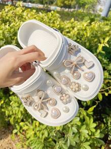 18pcs Pearl Bowknot & Golden Crown Shoe Decorative Accessories For Slippers, Sandals, Garden Shoes DIY