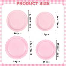 10pcs Peach Pink Solid Color Party Paper Plates, Round/Scalloped Disposable Plates, 7 Inch/9 Inch Peach Pink Solid Color Party Plates To Enhance Party Atmosphere, Suitable For Birthday Parties, Picnics, Family Gatherings, New Year Celebrations, Valentine's Day - Multicolor - View 5