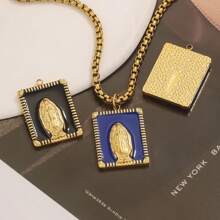 Set de 5 piezas de accesorios para hacer joyas, que incluye colgantes ovalados de acero inoxidable de color rosa, para collares y aretes - colgante - Ver 10