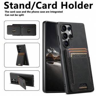 Suteni Portefeuille SUTENI, étui de téléphone en PU de luxe avec support pour cartes, sensation mate pour S25Ultra S24Plus S23 S22 Note20 Noir