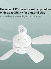 Luz de Ventilador de techo en forma de flor LED,Lámpara de techo con Ventilador,base E27,Con control remoto, 3000K-6500K/brillo regulable,Tres velocidades del viento - Blanco - Ver 7