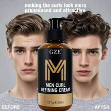 GZE Men Curl Defining Cream - Leave-In Hair Styling Cream Moisturizing With Argan Oil Coconut Oil And Shea Butter For Defined Bouncy Curls And Frizz-Free Curls Waves- Enhances Curl Definition And Hydrates Hair Frizz Control Lightweight Form For Men - màu đen - Xem 4