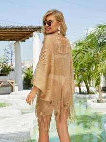 1 peça de cobertura feminina elegante, personalizada, com aparência de metal, vazada, cor sólida, leve, respirável, para proteção solar, para férias na praia e verão