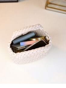 Geantă mini coș țesătă manual, geantă de mână asortată mamă-fiică, posetă la modă pentru femei