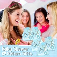 5/10/15/20 Juegos de recuerdos de ducha con diseño de oso llavero, con bolsas de organza blanca y etiquetas de agradecimiento, adecuado para duchas, fiestas, cumpleaños y decoraciones de eventos