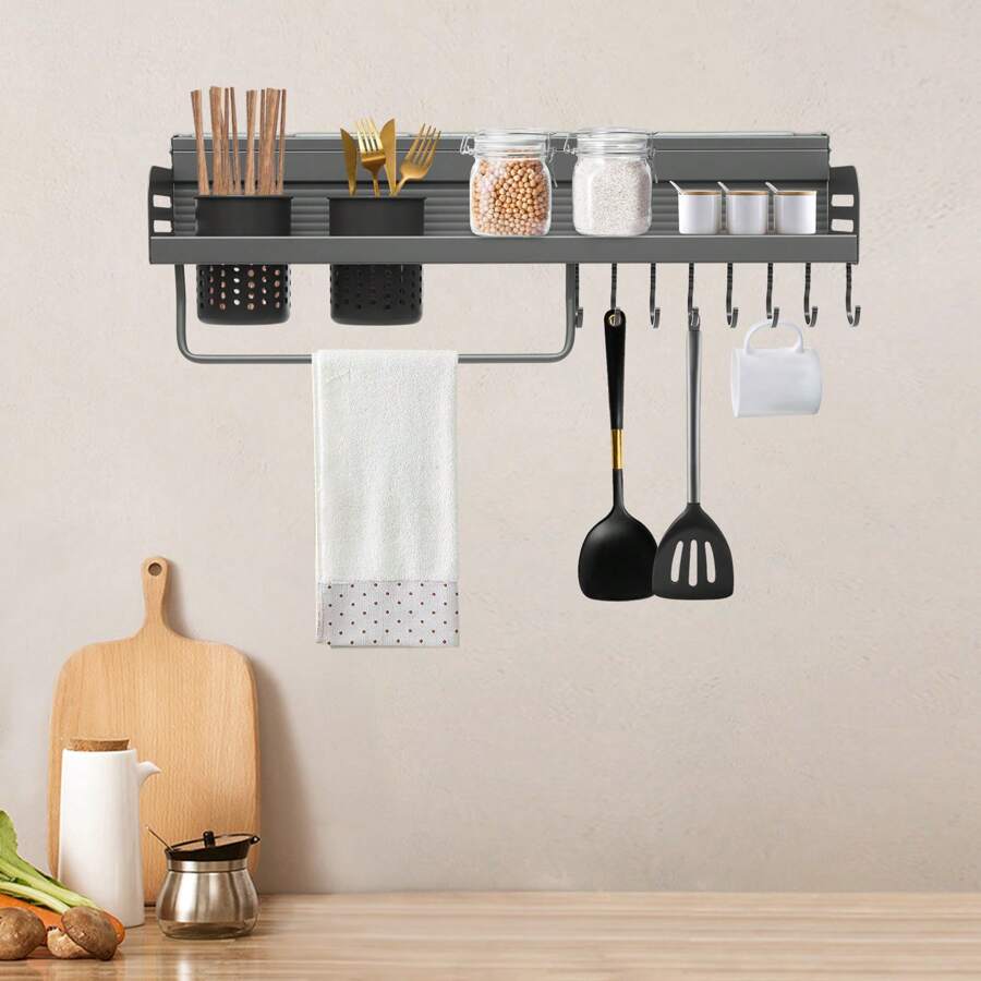 YUNRUX Wall Shelf Kitchen Shelf Gastro Shelf Wall Shelf With Spice Shelf Stainless Steel