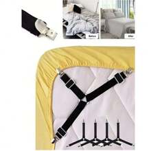 4 pièces de fixations élastiques ajustables pour draps/couettes/couvertures, pinces de fixation extensibles de forme triangulaire pour draps, housses de matelas, coussins de canapé, pinces pour couette, pinces métalliques